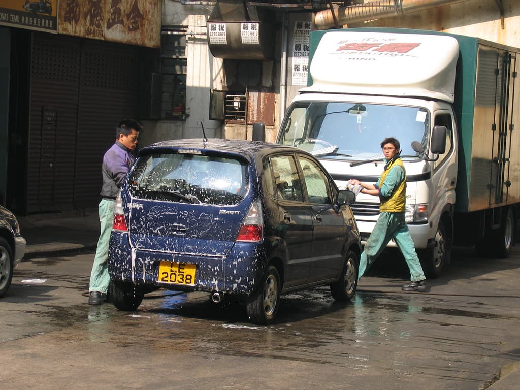 Washing the car